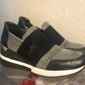 Michael Kors Black and Silver Slip-On Sneakers